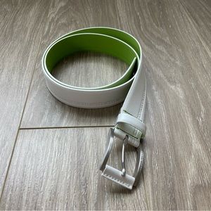 Hugo Boss White ‘Tymos’ Leather Etched Belt